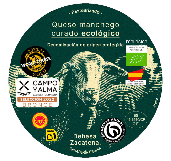 Etiqueta queso manchego curado ecológico PASTEURIZADO